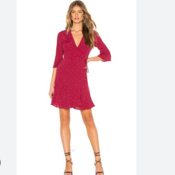 Rails Dresses & Skirts - Rails Sz S Aimee Wrap Dress in Rouge Offset Dot